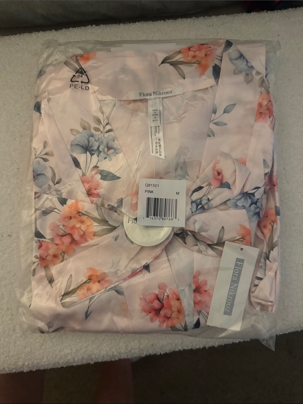 Flora Nikrooz Pink Floral Satin Kimono Robe with tank and shorts (3 piece) brand